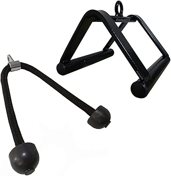 Kit Puxadores Triângulo para Remada + Corda de Treino para Academia
