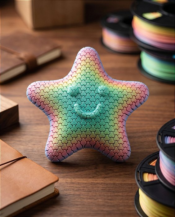 Estrela do Mar Articulada Fidget Toy 3D – Brinquedo Sensorial Arco-Íris e Antiestresse