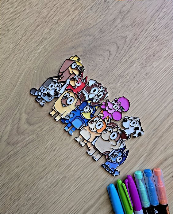 Kit Turma da Bluey Placa de Pintura Lavável 3D – Brinquedo Educativo Reutilizável