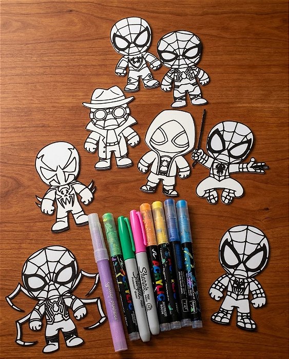 Kit Homem-Aranha Placa de Pintura Lavável 3D – Brinquedo Educativo Reutilizável