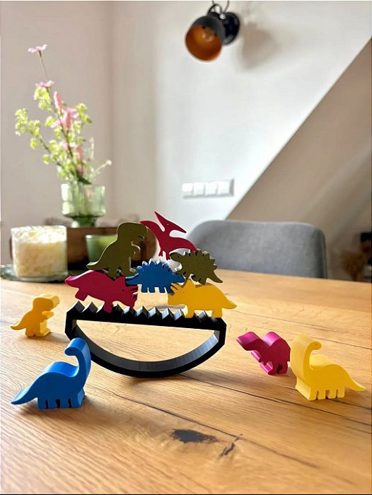 Jogo de Equilíbrio 3D Dinossauros – Brinquedo Educativo e Decorativo Montessori