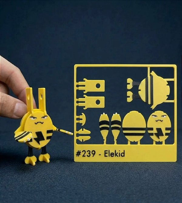 Kit Card 3D Pokémon Montável e Colecionável – Elekid #239 (Mini Figurina DIY)
