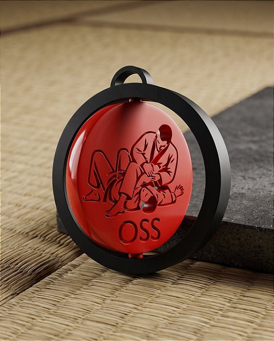 Chaveiro Jiu-Jitsu OSS Giratório em Impressão 3D – Medalha Giratória para Kimono e Mochila