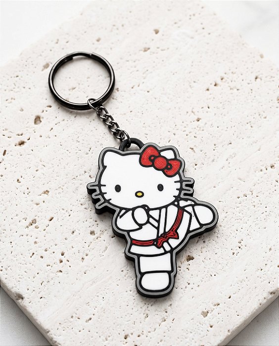 Chaveiro Hello Kitty de Kimono Karate / Jiu-Jitsu em Impressão 3D – Acessório Geek e Marcial