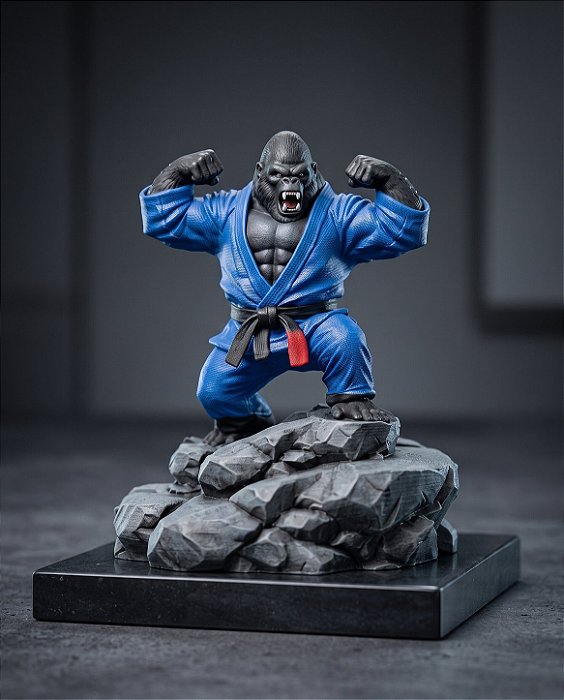 Action Figure Gorila Jiu-Jitsu BJJ Faixa Preta 3D – Estátua Colecionável de Mesa