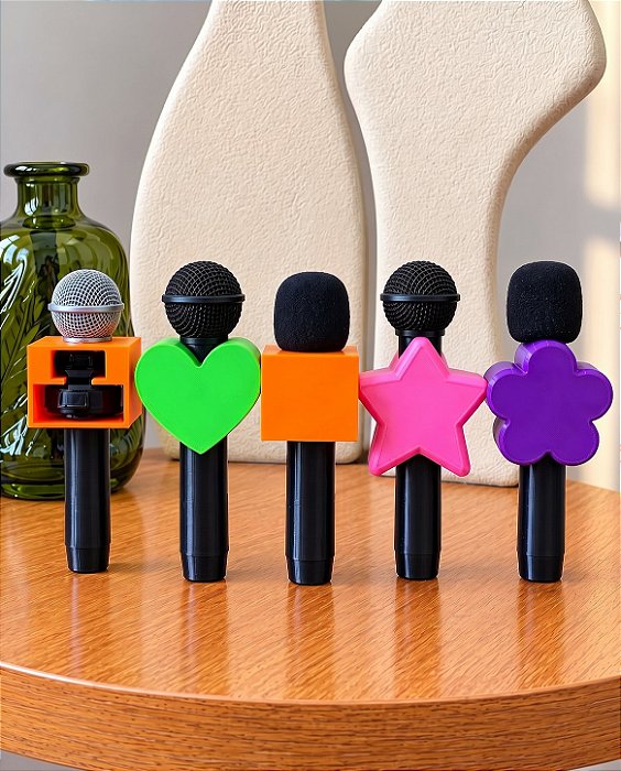 Mini Microfone Adaptador Hollyland e Lapela Sem Fio em Impressão 3D (Coração, Estrela, Flor e Quadrado)