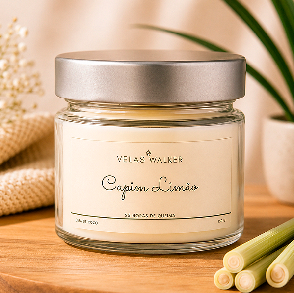 Vela Aromática de Capim Limão 150g em Cera 100% Vegetal