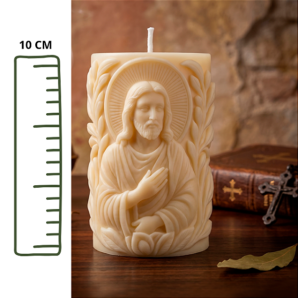 Vela Jesus Misericordioso em Cera 100% Vegetal