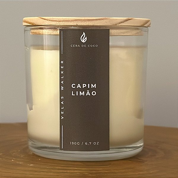 Vela 190g Tampa Madeira Capim Limão