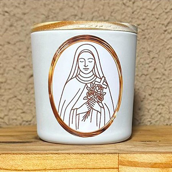 Vela Santa Teresinha - 190g Tampa Madeira