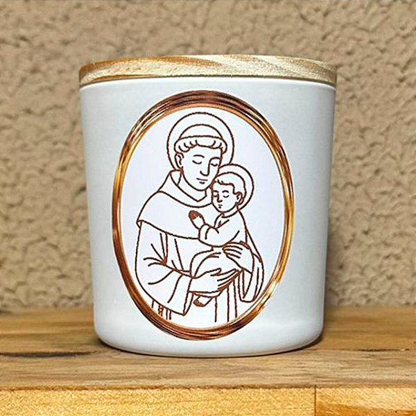 Vela Santo Antônio - 190g Tampa Madeira