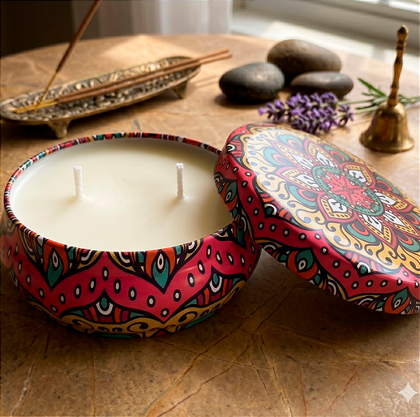 Vela Latinha Mandala Rosa 120G
