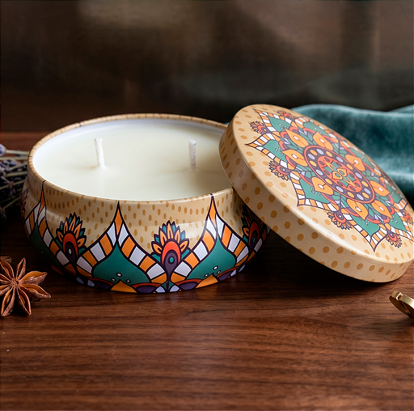 Vela Latinha Mandala Bege 120G