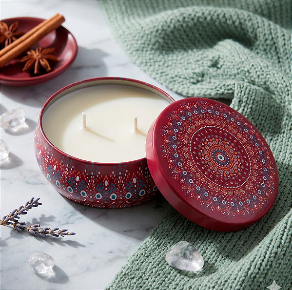 Vela Latinha Mandala Rosa Escuro 120G