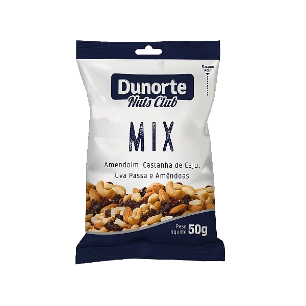 MIX DE NUTS, AMENDOIM, UVA PASSA, CASTANHA DE CAJU E AMÊNDOAS 50G - NUTS CLUB