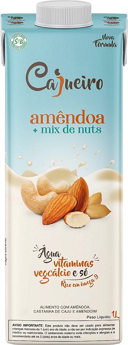 Leite Vegetal  CAJUEIRO AMÊNDOA E MIX DE NUTS 1L X  03 Unds