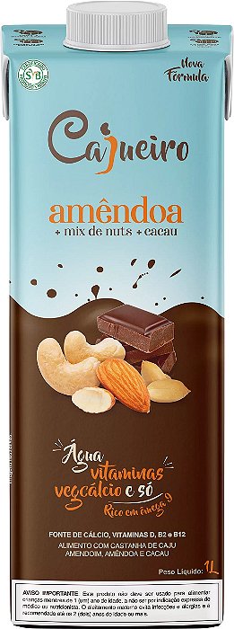 Leite Vegetal  AMÊNDOA, MIX DE NUTS E CACAU 1 litro X 12 Und