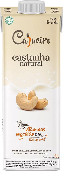 Leite Vegetal CAJUEIRO CASTANHA+AGUA E SÓ 1L X 06