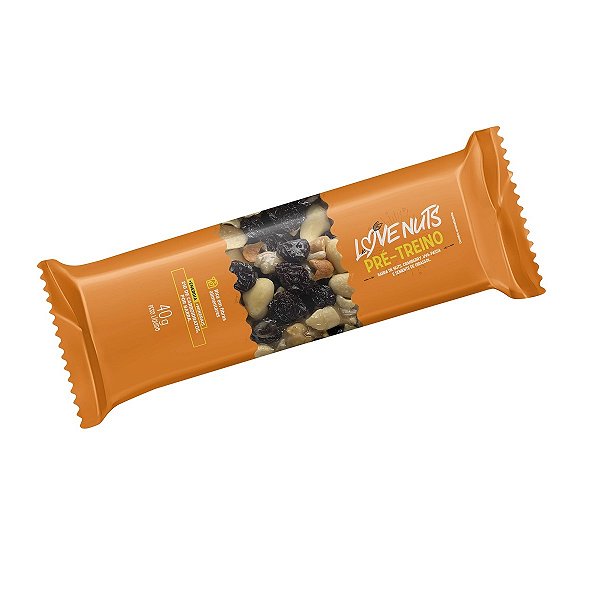 BARRA PRÉ TREINO COM UVA PASSA, CASTANHA DE CAJU, AMENDOIM, CRANBERRY DESIDRATADO E SEMENTE DE GIRASSOL 40G 20 UNIDADES