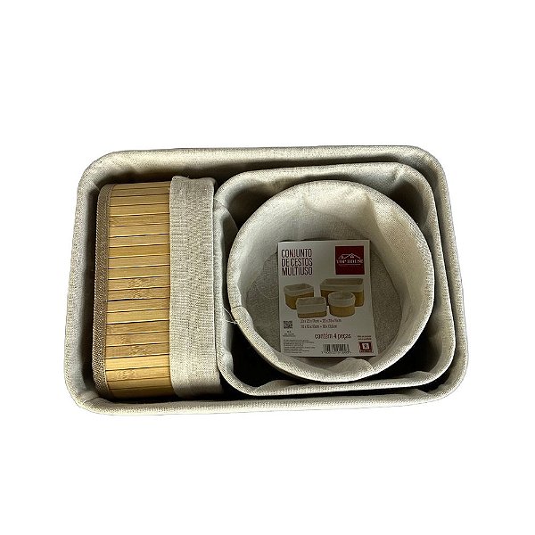 Conjunto 4 Cesto Organizador Multiuso em Bambu