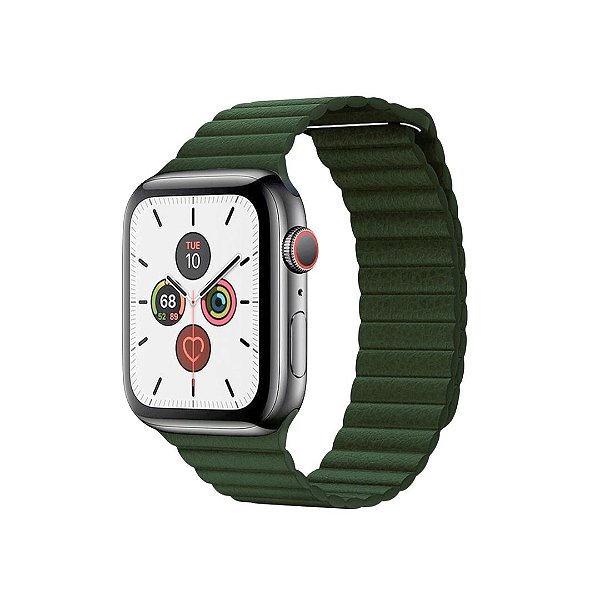 Pulseira para Apple Watch Couro Loop Magnético Caixa:42/44/45/46/49;Cor:Cinza
