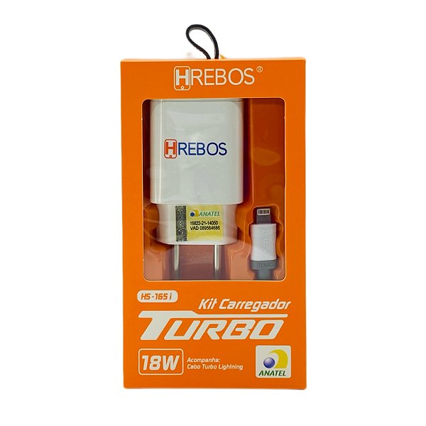 Carregador Completo Hrebos Para Lightning Turbo 18W Branco HS-165i