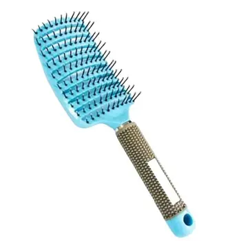 Pente Escova Curvada de Cabelos Desembaraçante Molhado Seco Antiestático Massage