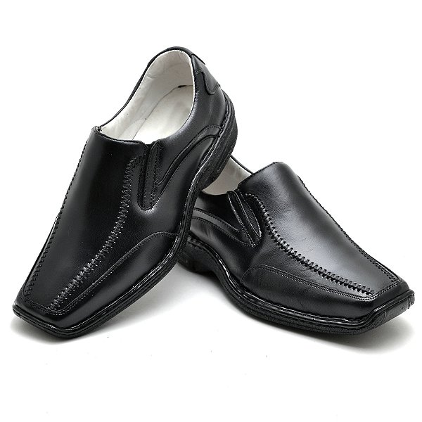 Sapato Conforto Couro Masculino Preto