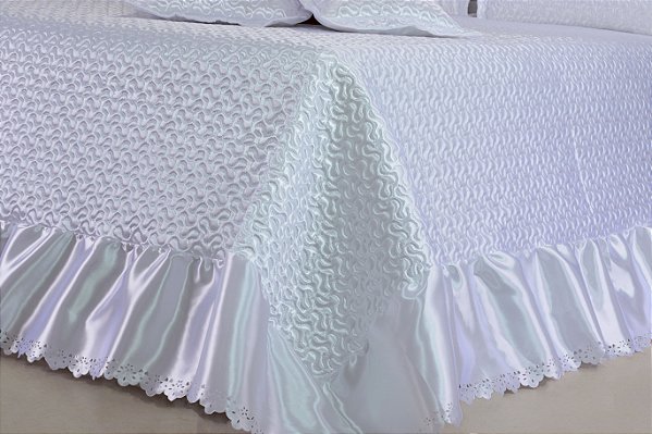 Kit de Colcha Cobre leito Athena Casal Queen 05 peças Branco