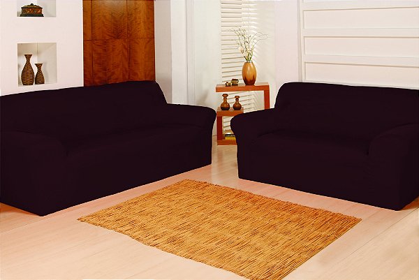 Capa de Sofá Adere Lisa Marrom 02 e 03 Lugares