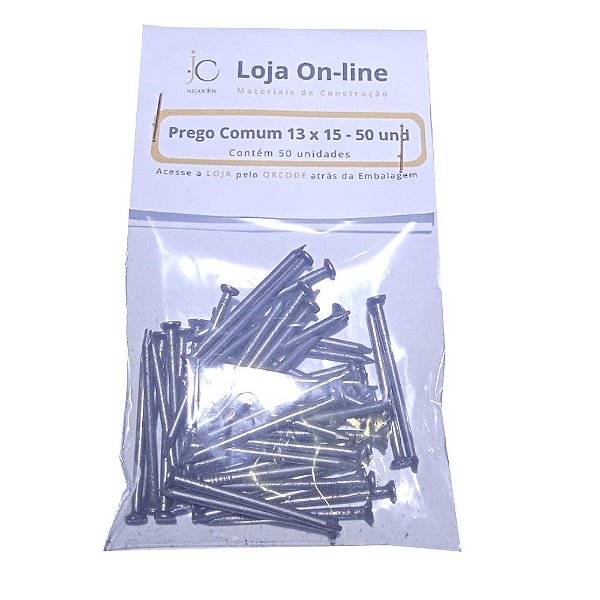 Prego Comum c/ Cabeça Polida 13x15 de 50 Unidades