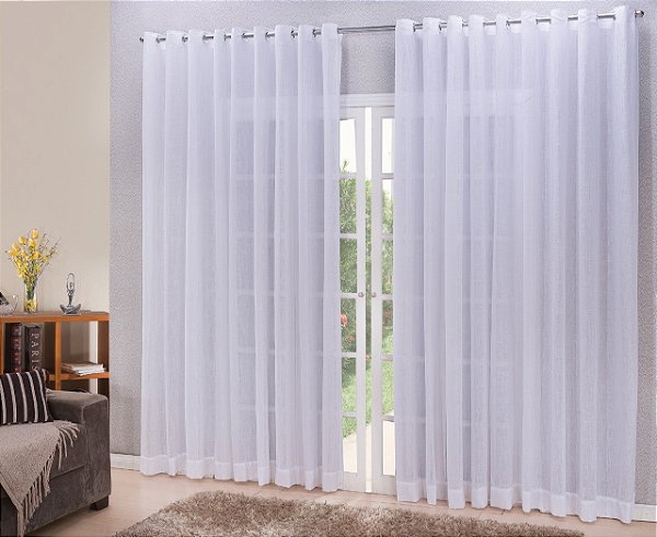 Cortina linho tecido 2,80x2,30 Para Varão Simples Cor:Branco