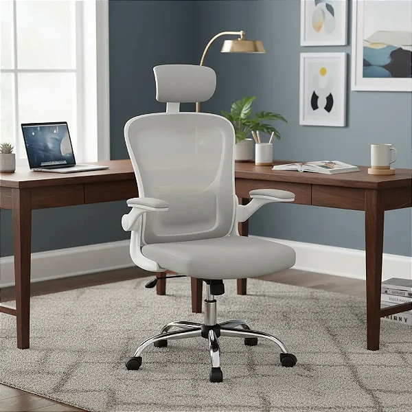 Cadeira De Escritório Ergonômica Giratória Boston G100 Com Estofado Mesh Luvinco Com Ajuste Lombar