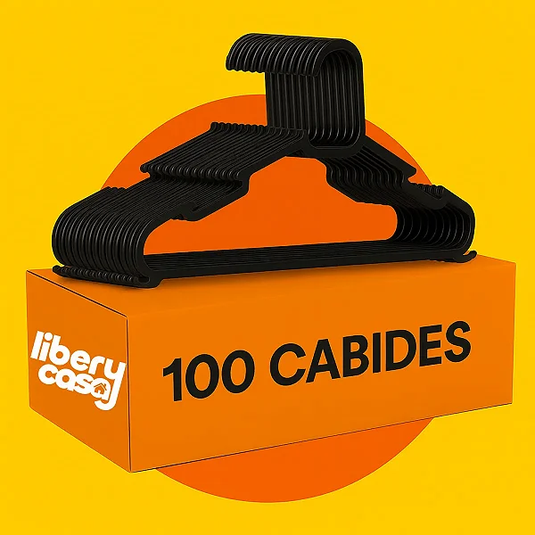 Cabide Adulto Reforçado Kit 100 Unidades Atacado Organizador Preto