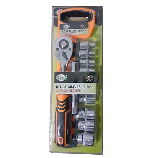 Kit Chave De Catraca Sextavado Com Soquetes 12 Peças