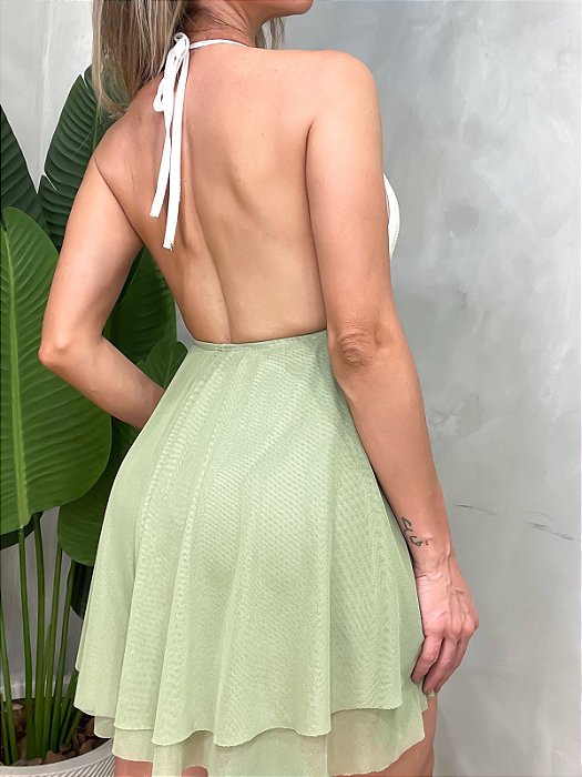 Macaquinho em Tule com Renda e Detalhe de Búzios Sabrina Ref. 1773