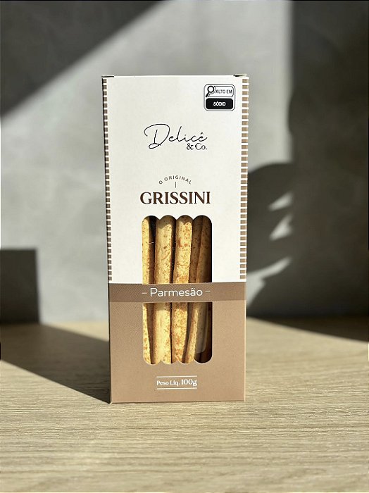 Grissini de Parmesão Especial Delicê na Caixa cor Pastel com 100g