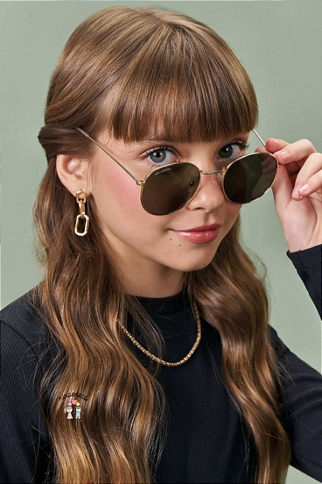 Óculos Sol Teen Dourado Vic.Vicky Proteção UV400 Case