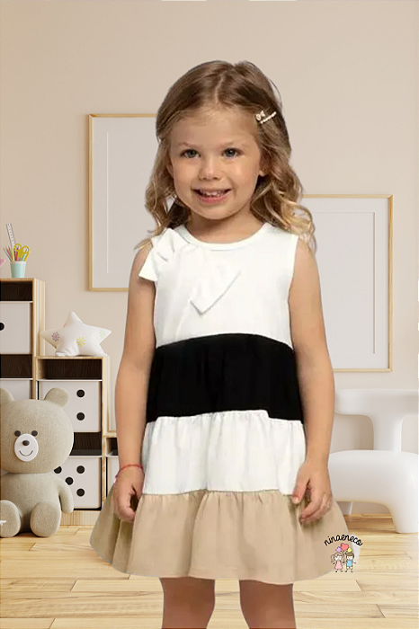 Vestido Feminino Off White Com Babados Milon