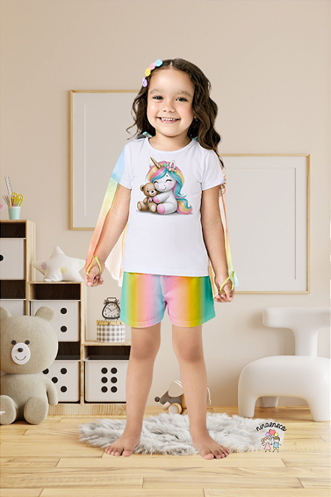 Pijama Infantil Unicórnio Manga Curta Kyly