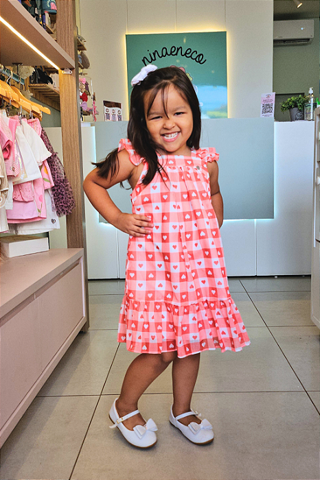Vestido Infantil Tule Xadrez Vermelho Mon Sucre