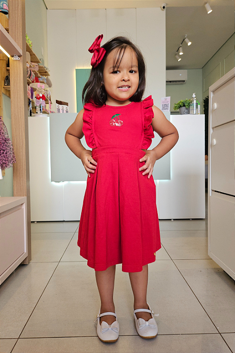 Salopete Infantil Curta Vermelha Grow Up