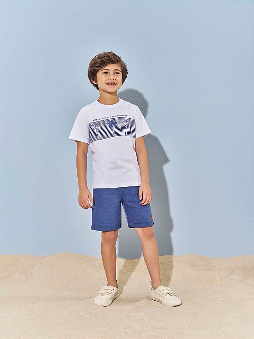 Conjunto Menino Divertto Camiseta e Bermuda Azul Marinho