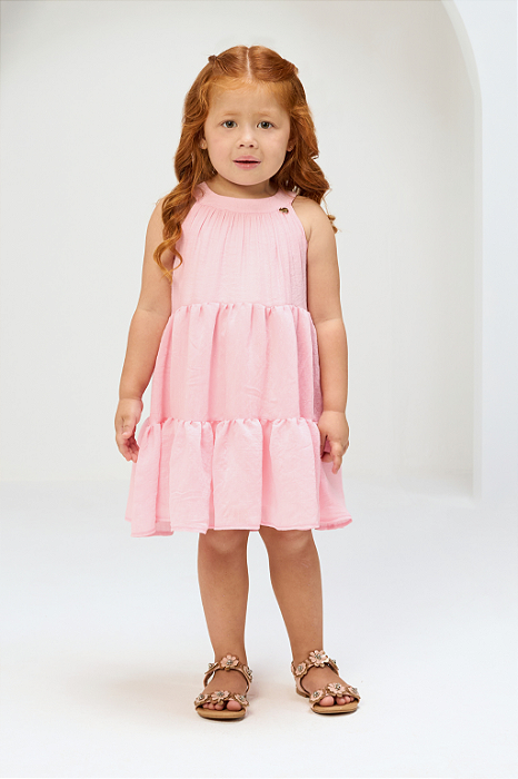 Vestido Infantil Três Marias Rosa Bambollina