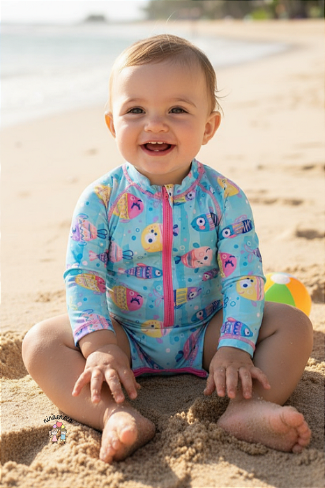 Macaquinho Praia Menina Peixinhos UV50+ Tip Top