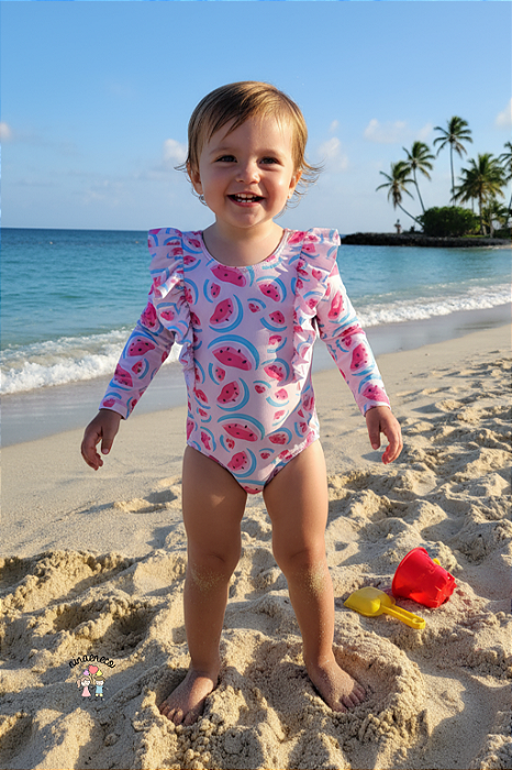 Body Praia Manga Longa Melancia UV50+ Tip Top