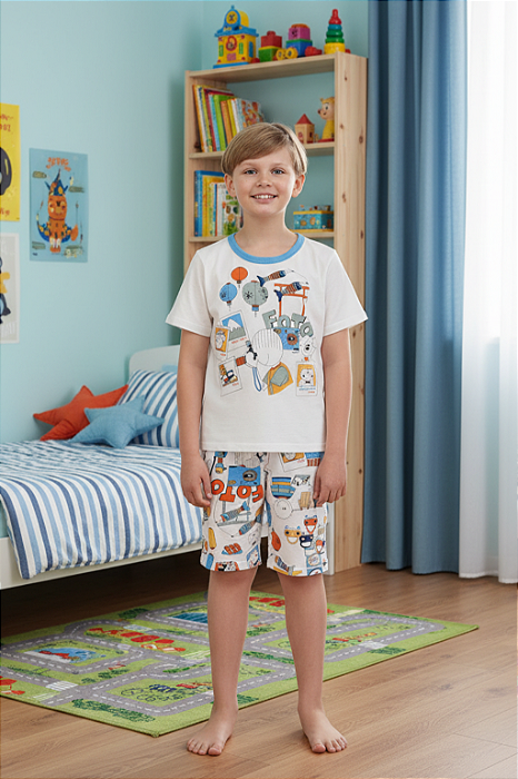 Pijama Infantil Masculino Manga Curta Off Sonhart