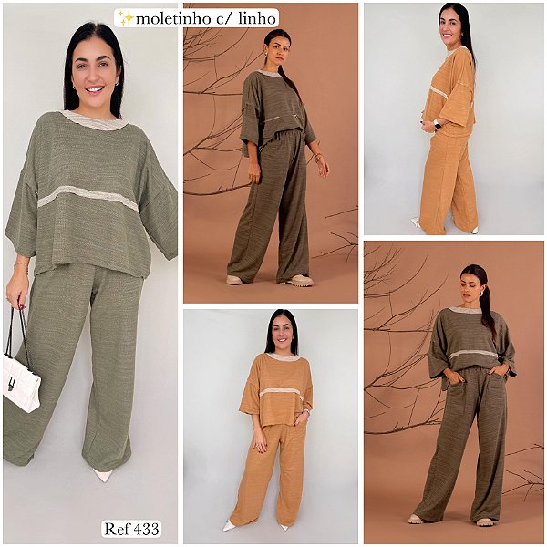 conj moletinho costura externa camel  G (433)