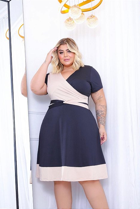 Vestido Romantic 60 preto e off