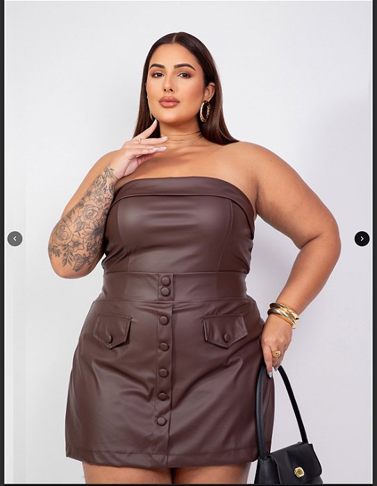 Cropped couro marrom gg